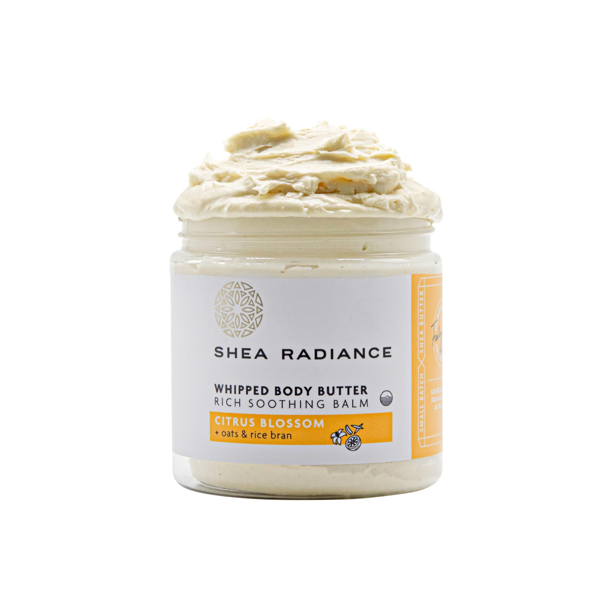 Shea Radiance P.U.R.E. whipped butter Citrus Blossom jar for deep hydration.