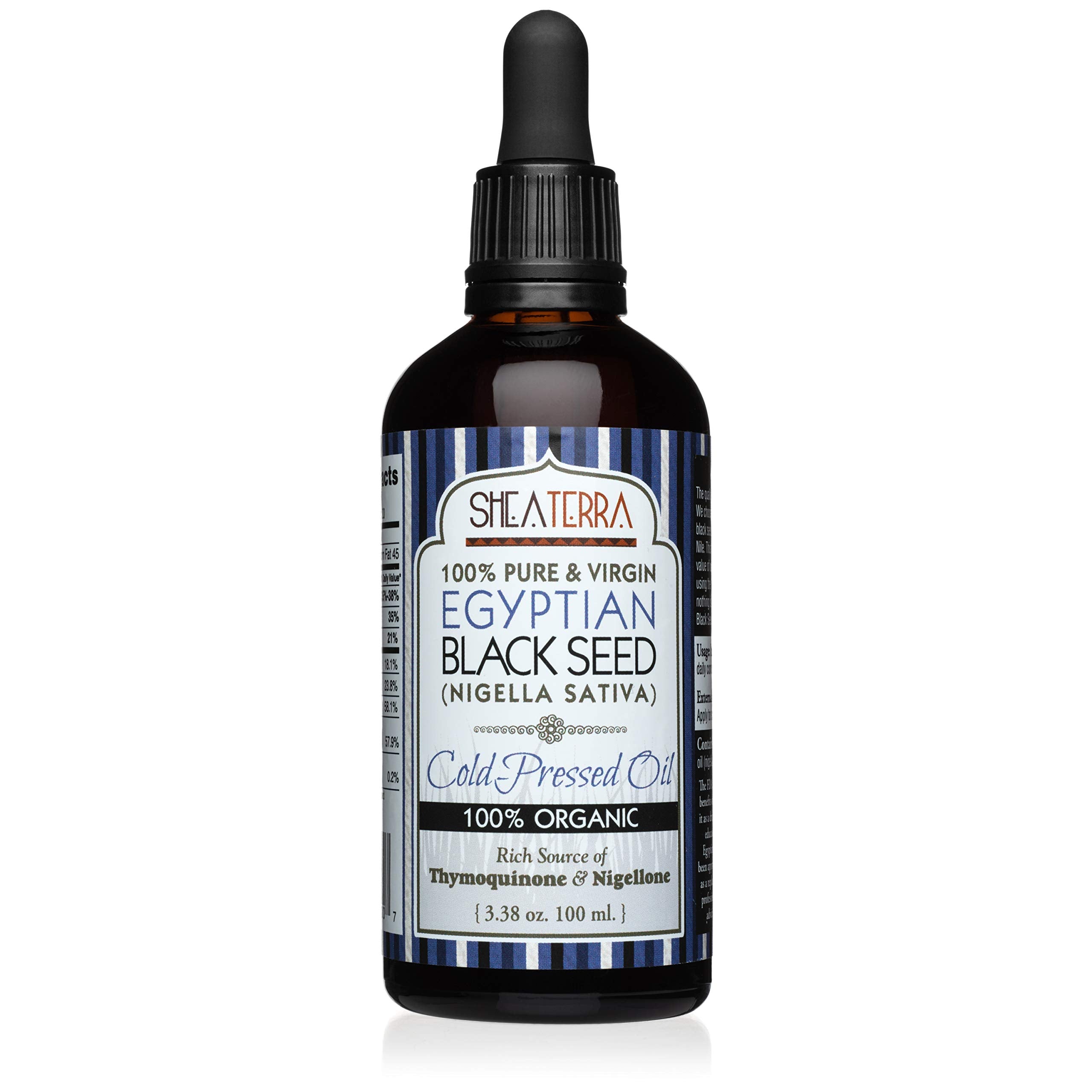 Shea Terra Egyptian Black Seed Oil pour shows purity for skin and hair care