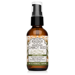 Shea Terra Egyptian carrot seed oil bottle highlighting nourishing skin benefits and antioxidant power