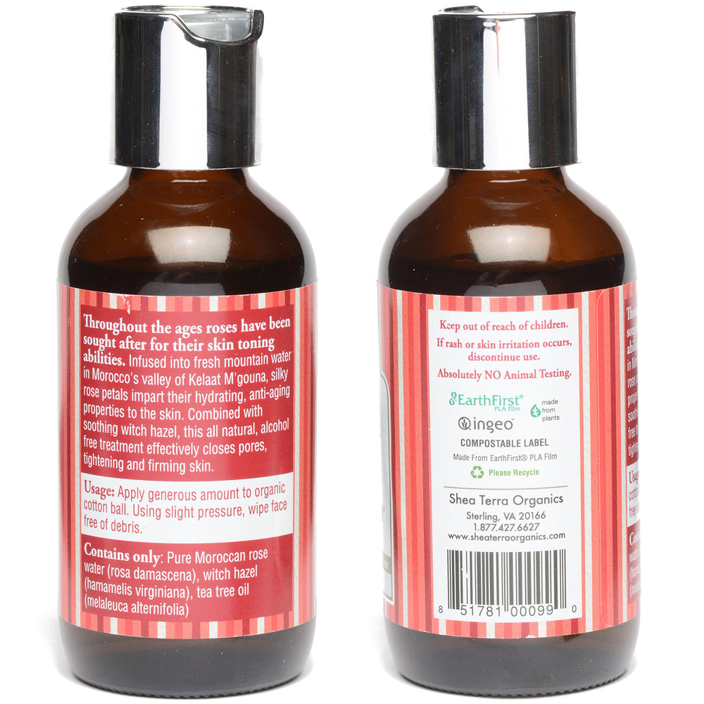 Shea Terra Organics Damask Rose hydrosol close-up for soothing facial refreshment.