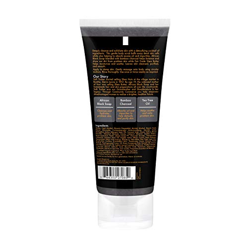 SheaMoisture African Black Soap Bamboo Charcoal scrub bottle front view shows detox formula
