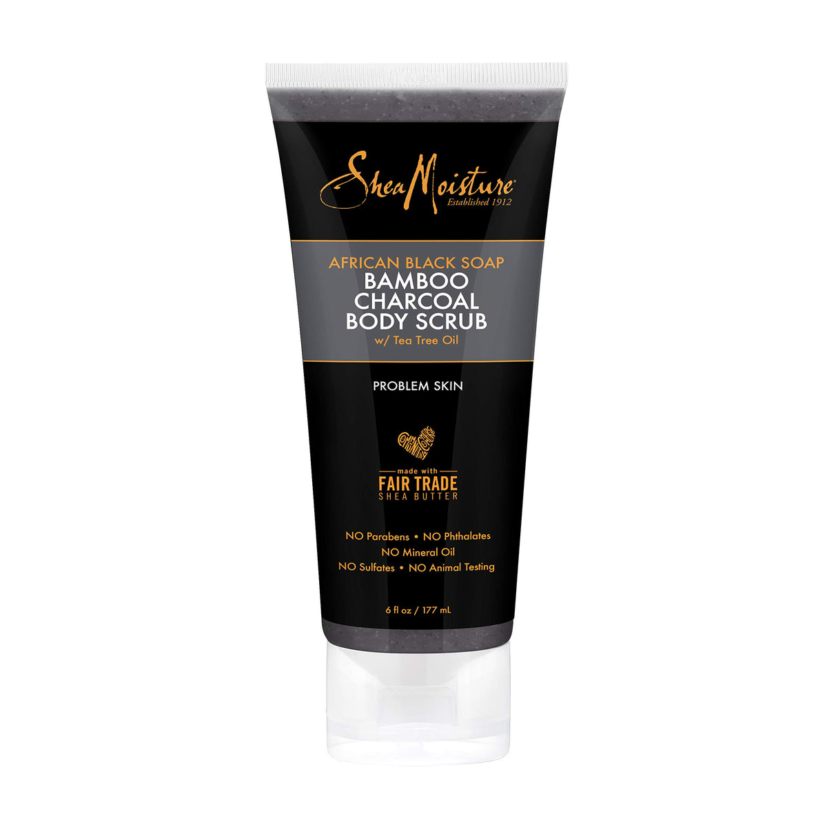 SheaMoisture African Black Soap Bamboo Charcoal scrub texture close-up for exfoliation