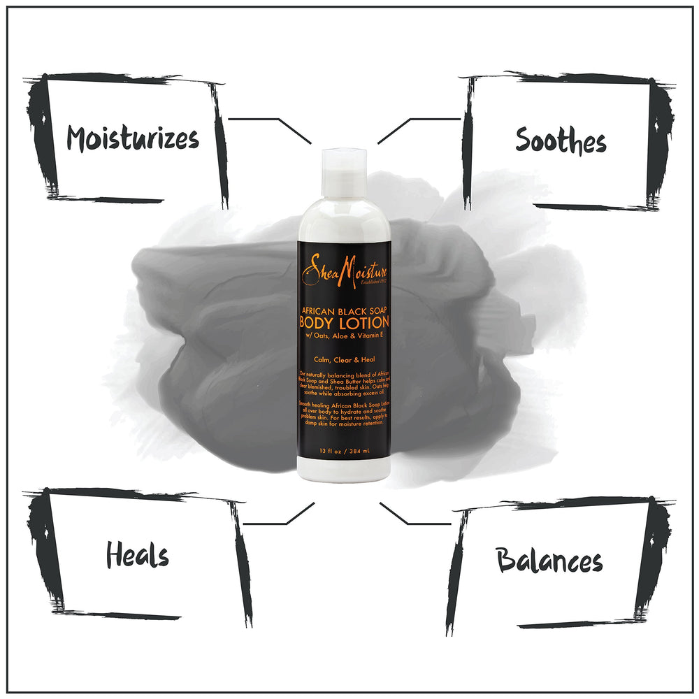 Product shot with oats and aloe imagery conveys soothing balance.