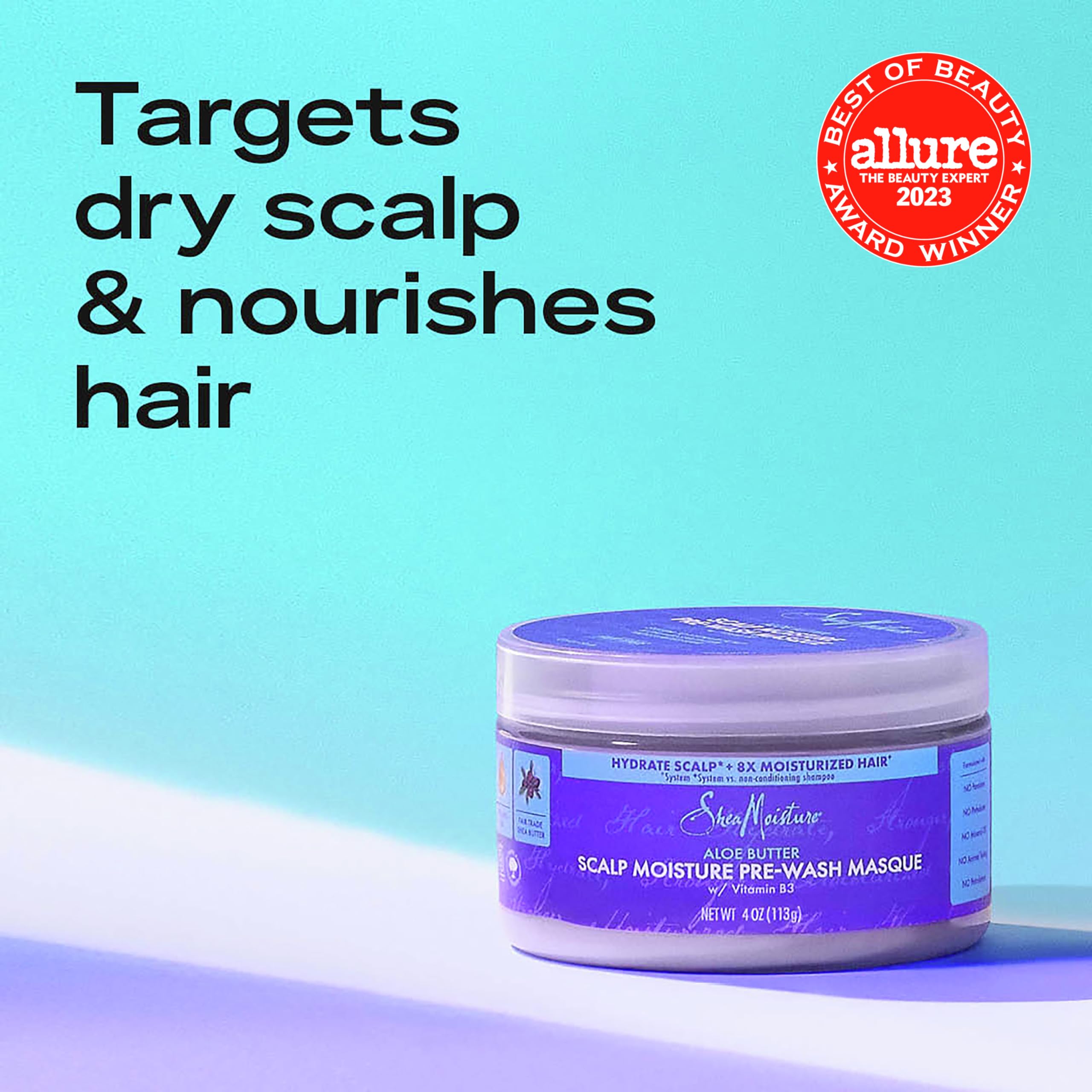 SheaMoisture Aloe Butter Pre-Wash Masque creamy texture boosts hydration for scalp