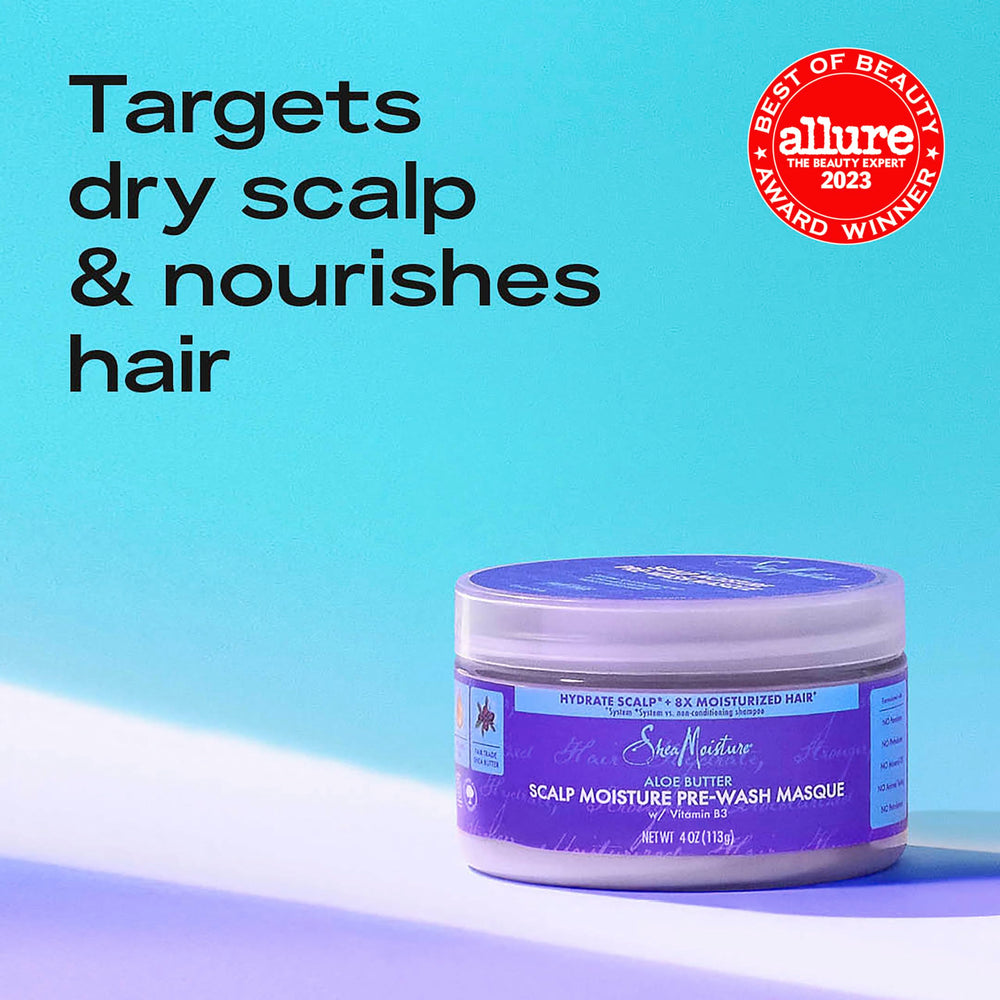 SheaMoisture Aloe Butter Pre-Wash Masque creamy texture boosts hydration for scalp