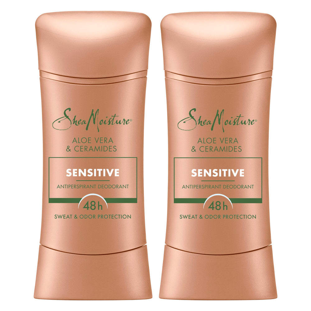 SheaMoisture antiperspirant stick with Aloe Vera packaging close-up for sensitive skin