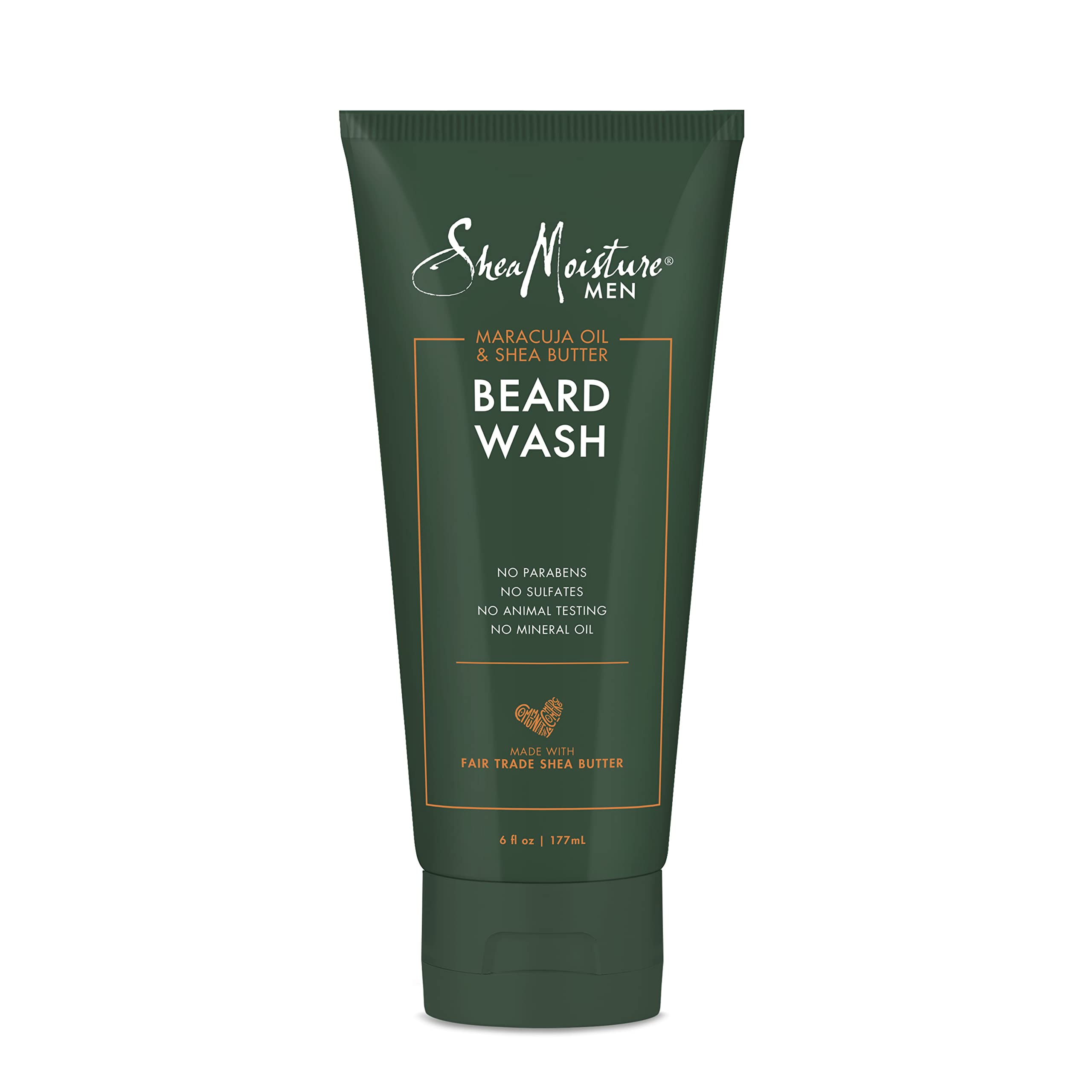 SheaMoisture Beard Wash bottle pours maracuja oil and shea butter for a deep clean.
