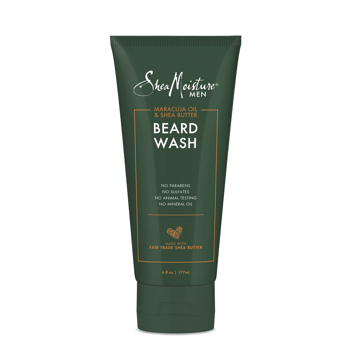 SheaMoisture Beard Wash bottle pours maracuja oil and shea butter for a deep clean.