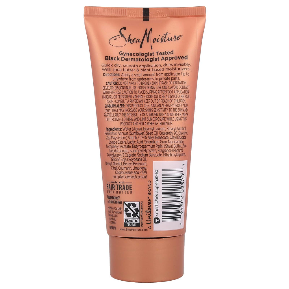SheaMoisture Coconut & Hibiscus deodorant application showing invisible coverage and smooth application.