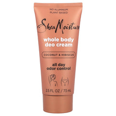 SheaMoisture Coconut & Hibiscus deodorant bottle for all-day fresh, aluminum-free protection.