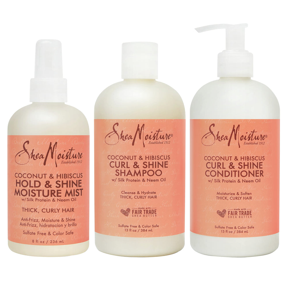 SheaMoisture Coconut Hibiscus Shampoo Bottle for defined, frizz-controlled curls.