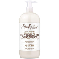 SheaMoisture Coconut Oil Daily Hydration conditioner bottle promotes detangling and smoothness.