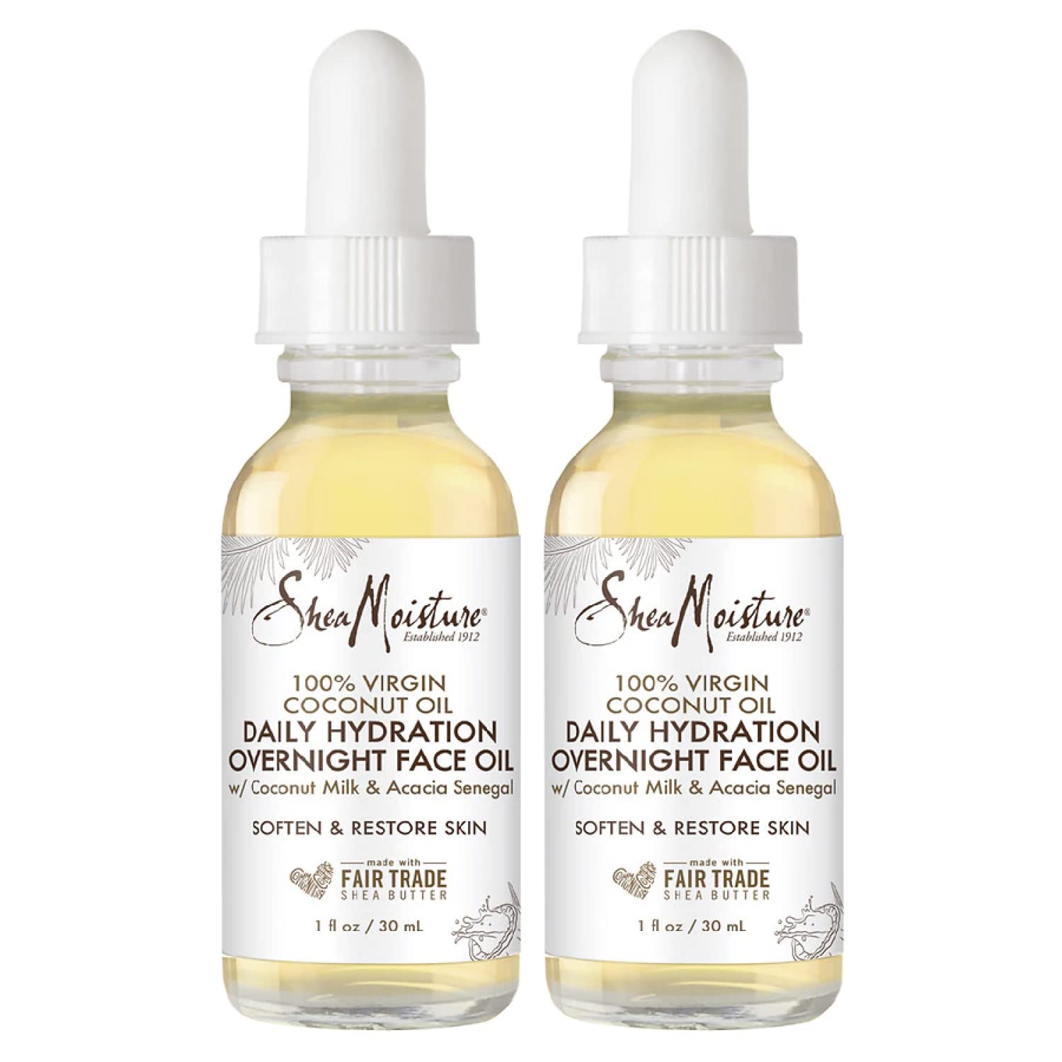 SheaMoisture coconut oil face night bottle for overnight hydration and glow