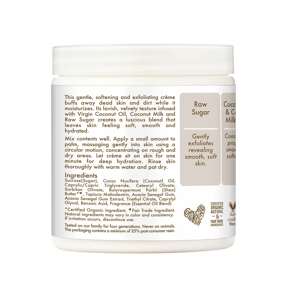 Close-up of creamy scrub texture showing gentle exfoliation with Sheamoisture