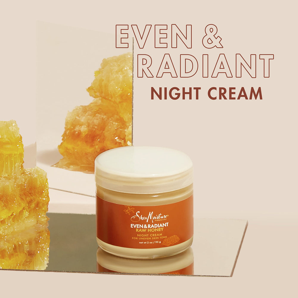 Applying SheaMoisture Even and Radiant night cream on the face demonstrates upward motion