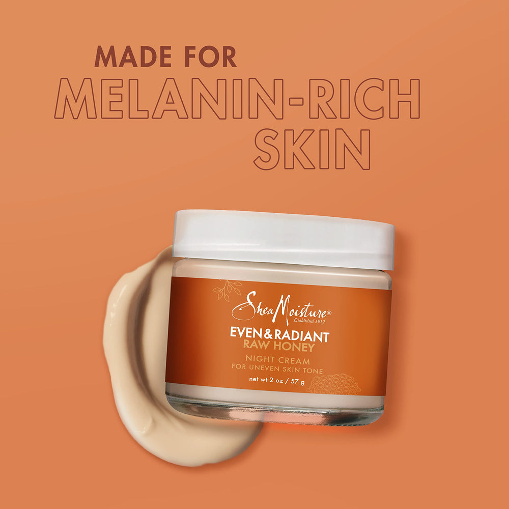 SheaMoisture Even and Radiant night cream honey infusion demonstrates overnight moisture from Raw Honey