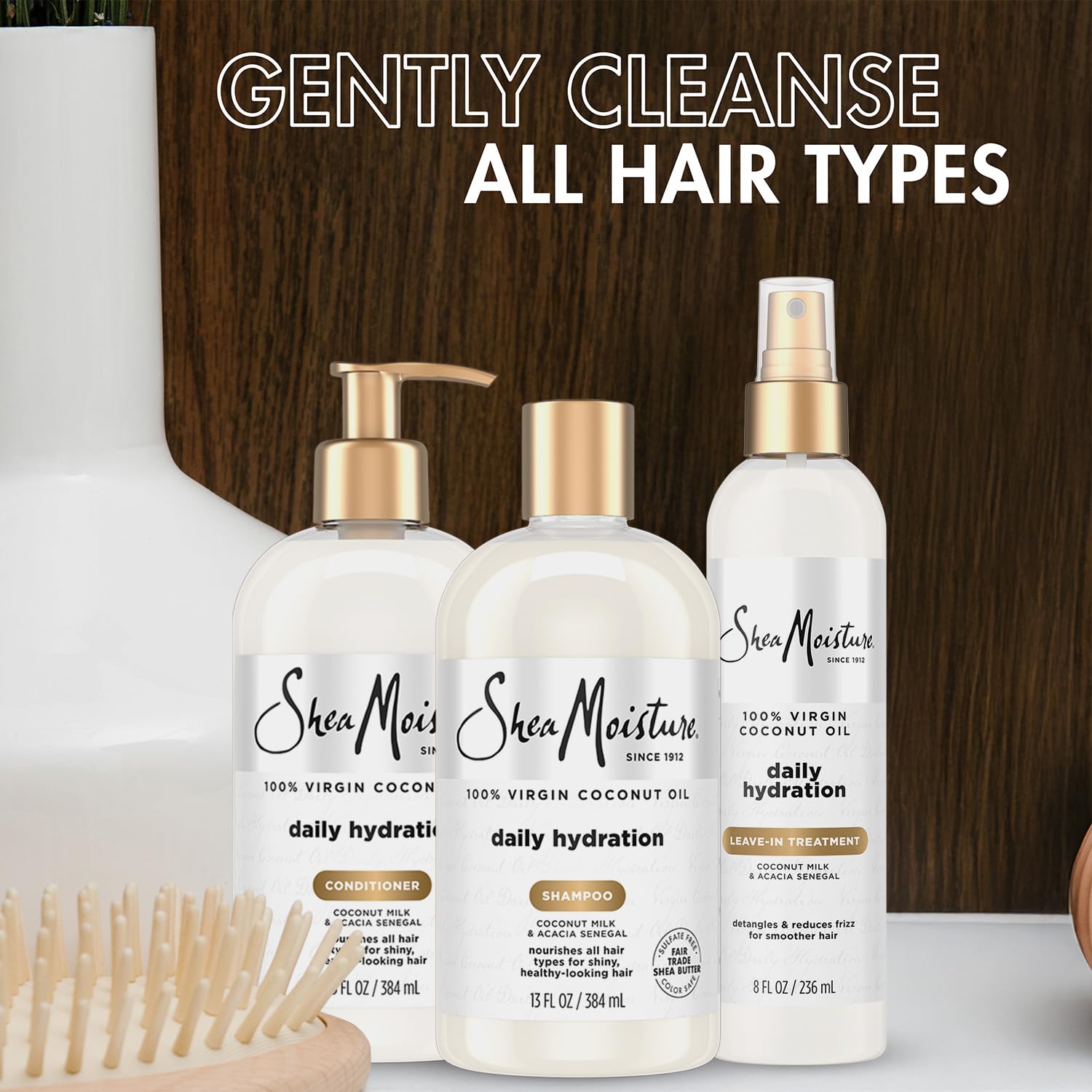 Frizz-control formula with coconut milk calms flyaways.