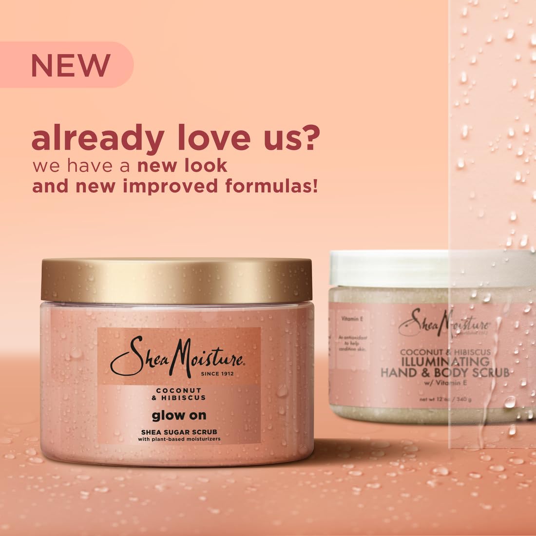 Sheamoisture Glowing Radiance sugar scrub hibiscus flower, suggesting radiant skin after use.