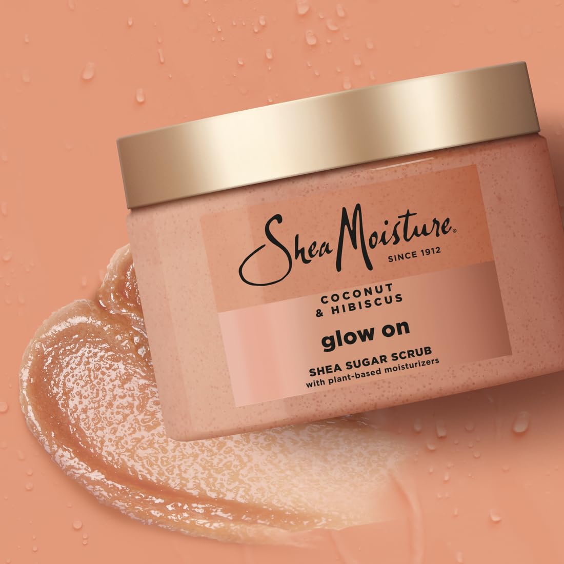 Sheamoisture Glowing Radiance sugar scrub packaging appealing to melanin-rich skin routines.