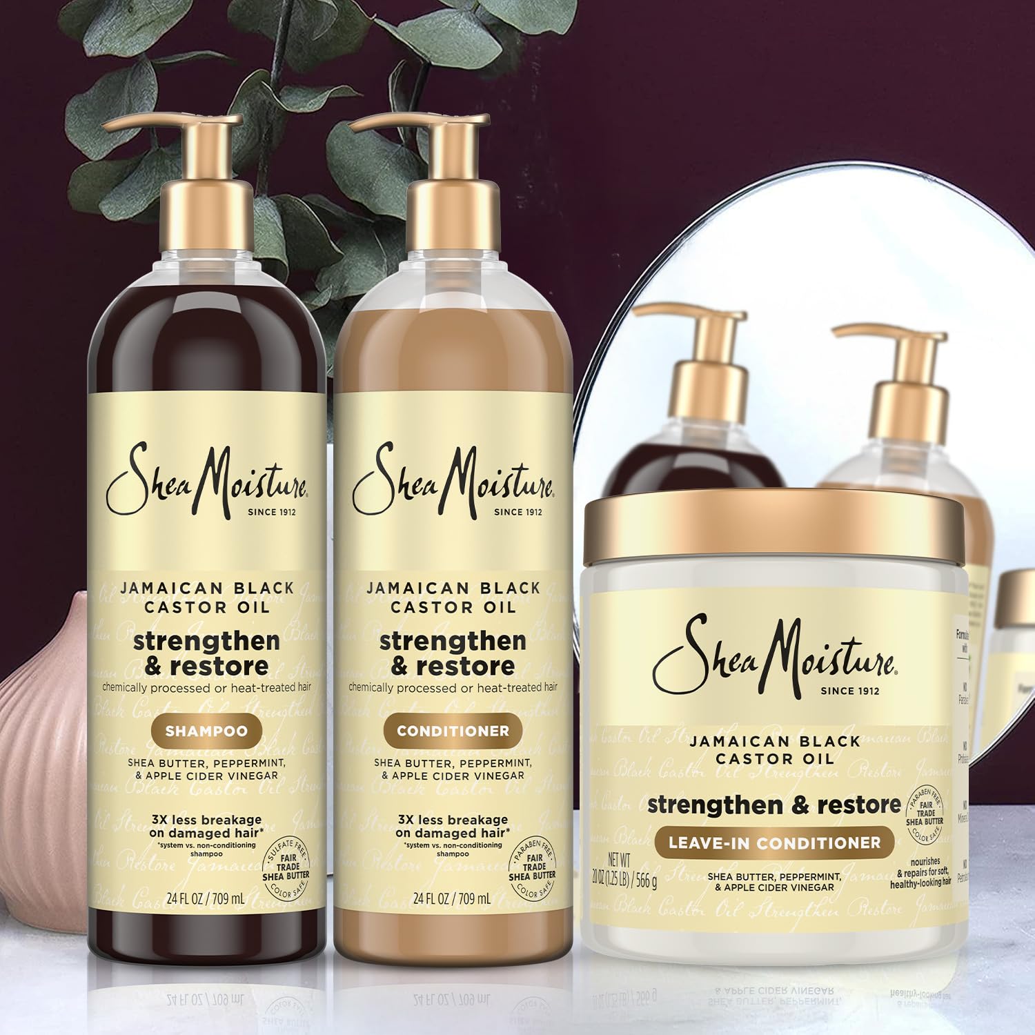 Ingredients shot featuring SheaMoisture shea butter and castor oil for nourishment