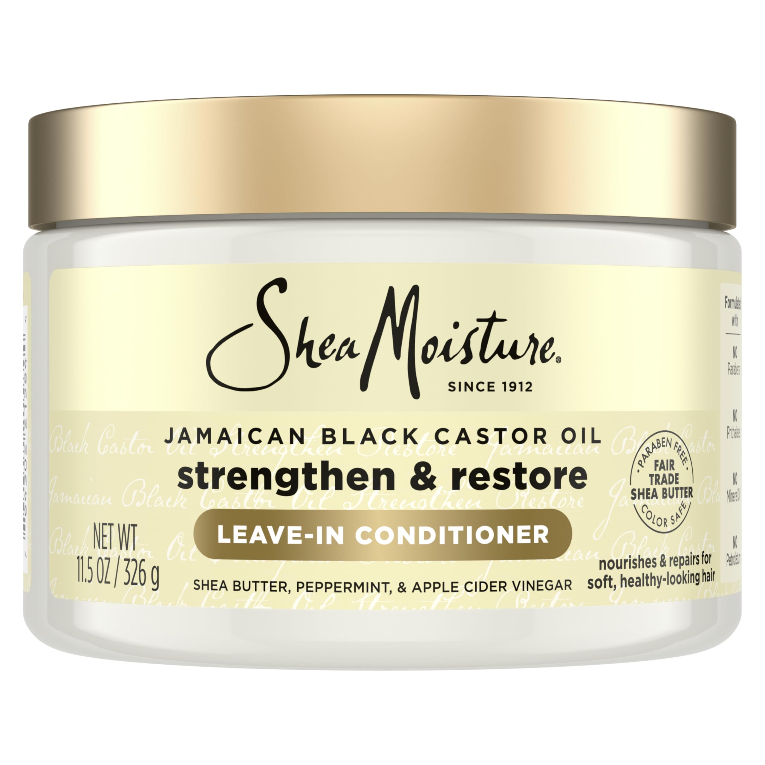SheaMoisture Jamaican Black Castor Oil Leave-In Conditioner bottle ready for detangling