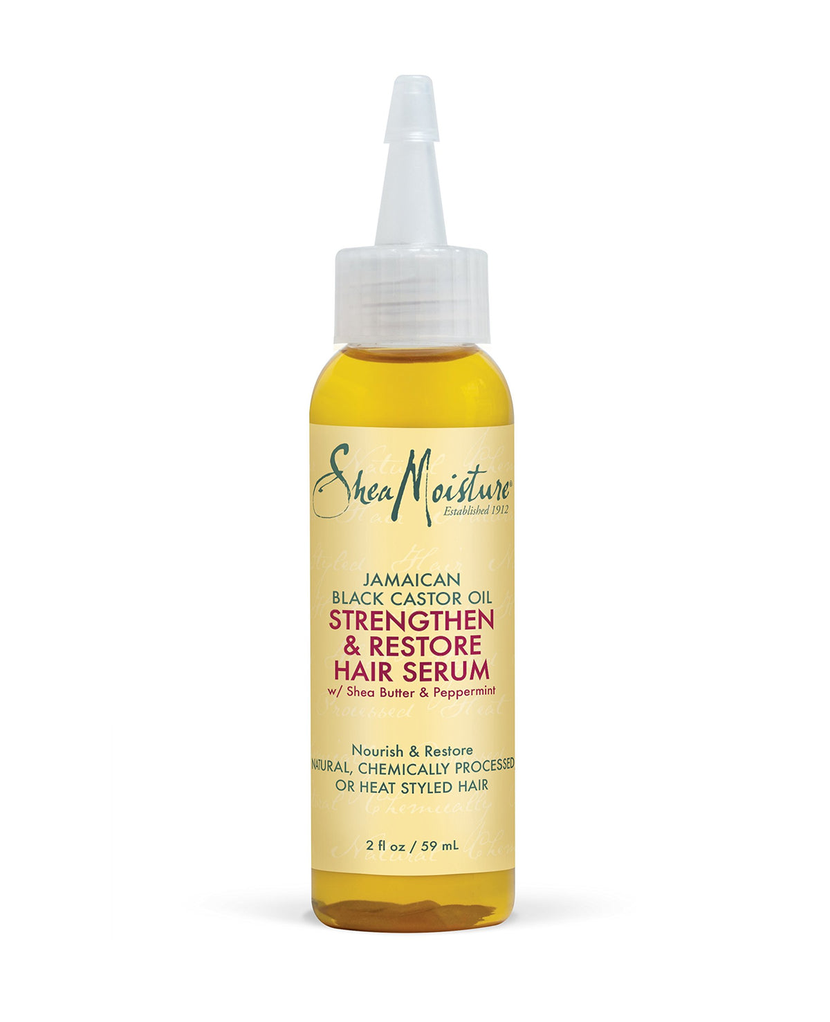 SheaMoisture Jamaican Black Castor Oil serum bottle nourishes damaged hair and scalp