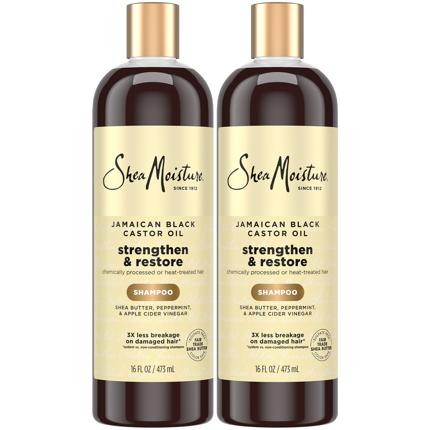 Sheamoisture Jamaican Black Castor Oil Shampoo two-pack bottle front view highlights cleansing and moisture boost