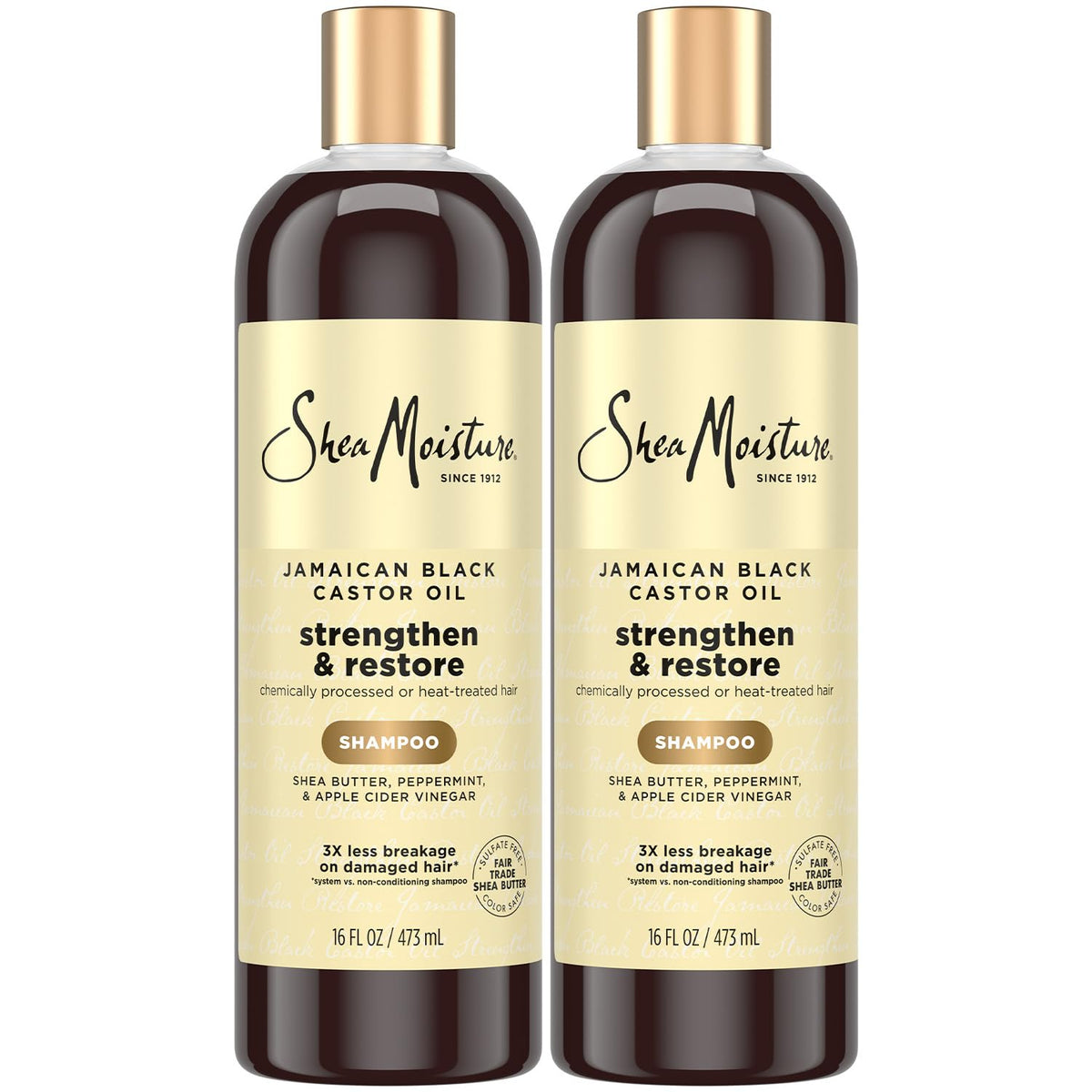 Sheamoisture Jamaican Black Castor Oil Shampoo two-pack bottle front view highlights cleansing and moisture boost