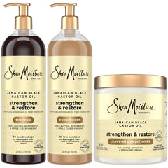 Sheamoisture Jamaican Black Castor Oil Shampoo bottle demonstrating nourishing cleanse for damaged hair