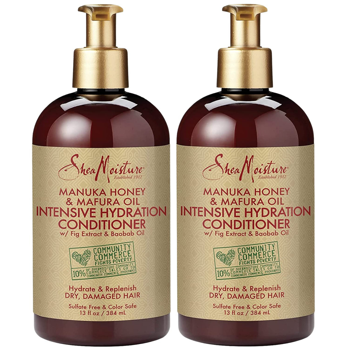 Sheamoisture Manuka Honey + Mafura Oil conditioner bottle promoting deep hydration for dry hair