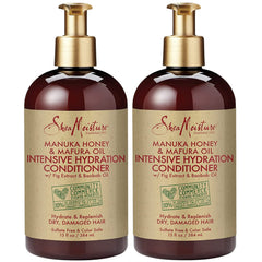Sheamoisture Manuka Honey + Mafura Oil conditioner bottle promoting deep hydration for dry hair