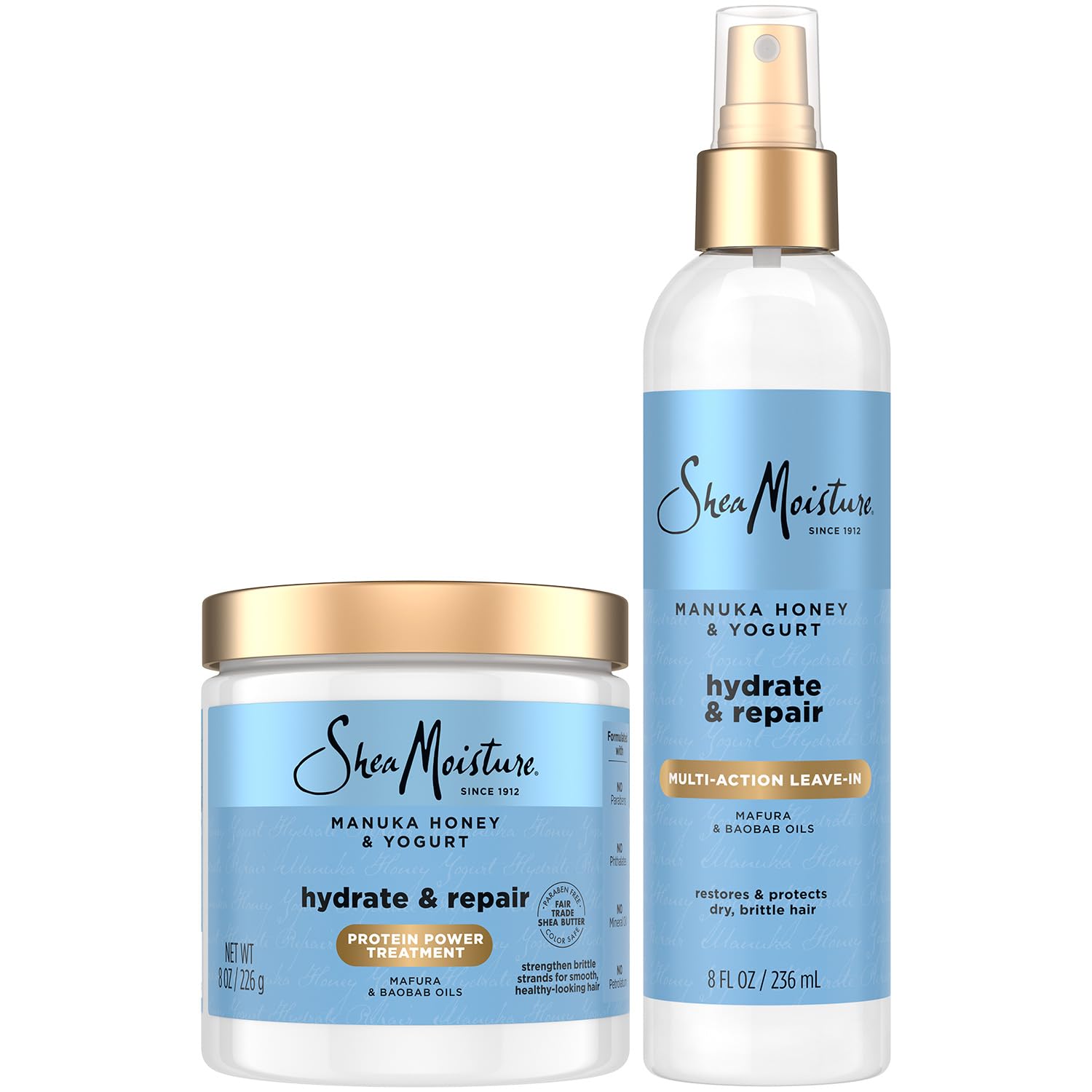 SheaMoisture Manuka Honey Yogurt Leave-In bottle pour for quick smoothing and easy styling.