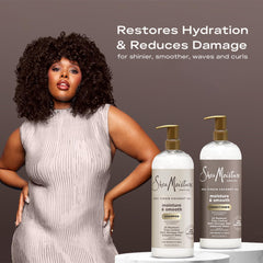 SheaMoisture Moisture & Smooth conditioner-pump closeup highlighting detangling power