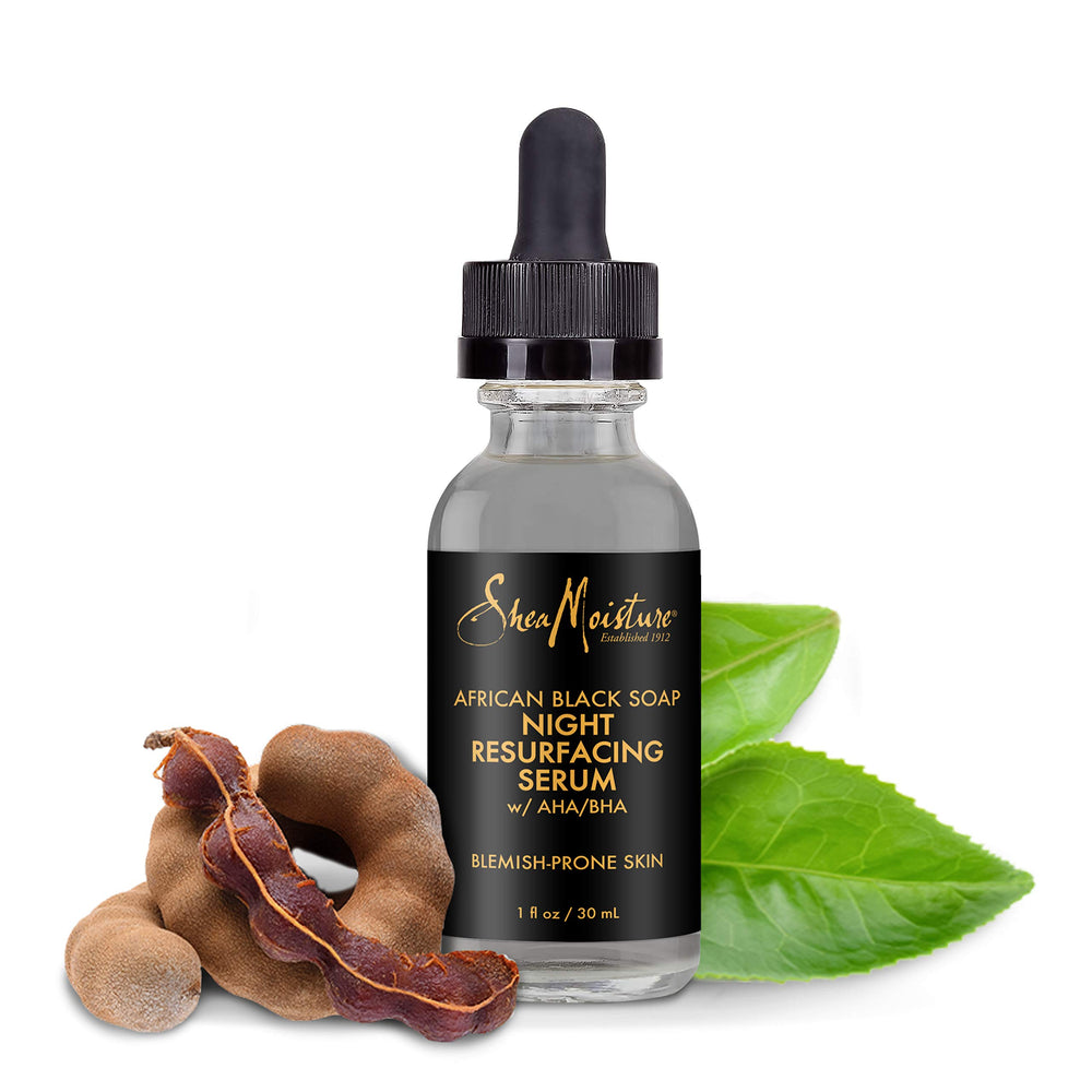 Evening skincare routine with Sheamoisture serum improves texture over time.