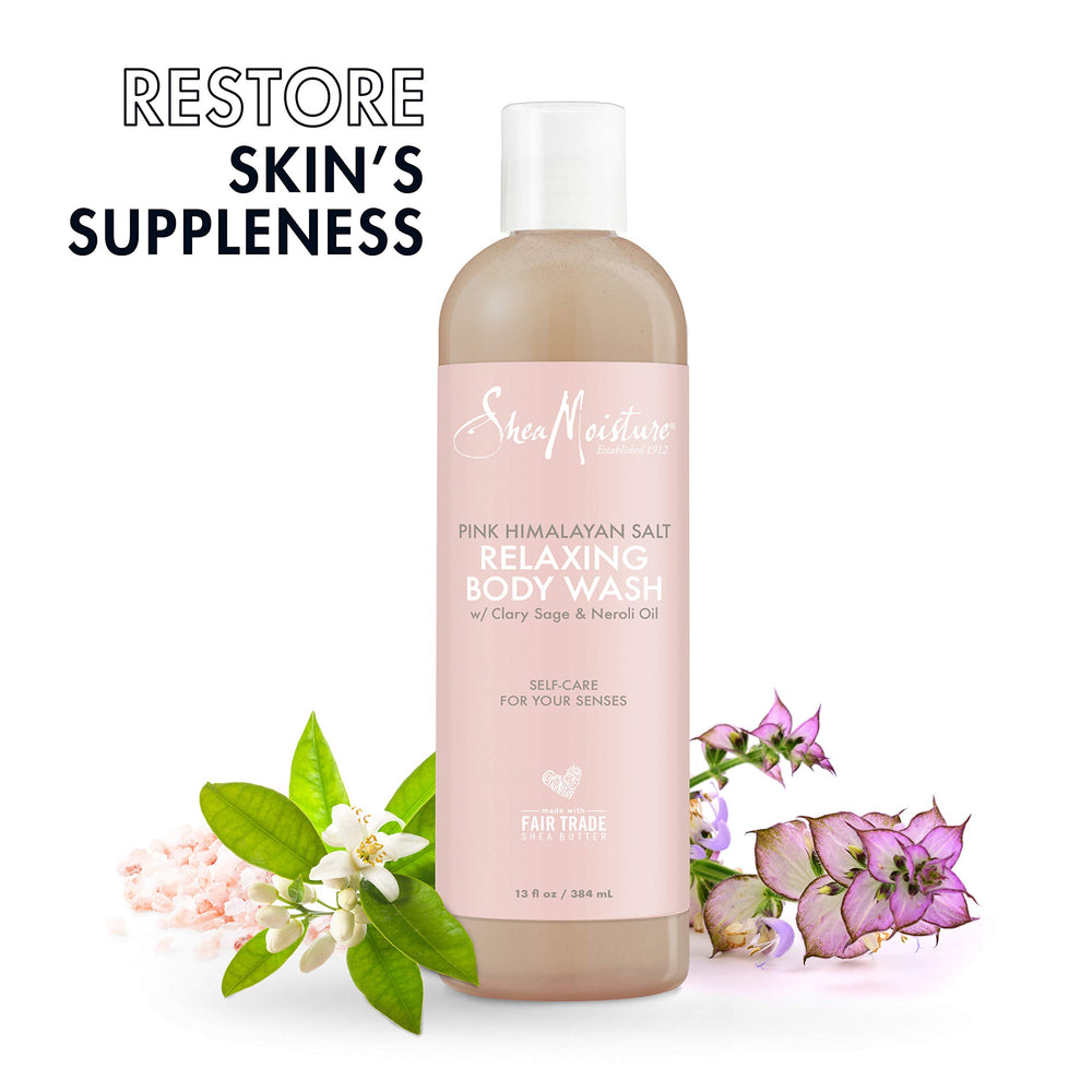 Fair Trade Shea Butter ingredient spotlight in SheaMoisture body wash for hydration.