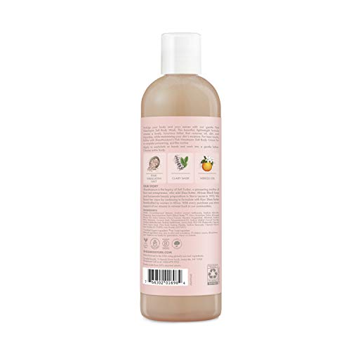 Creamy lather shown from SheaMoisture Pink Himalayan Salt Body Wash for soft skin.