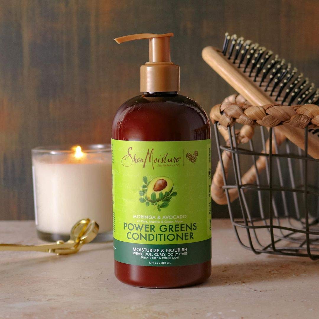 Close-up on dry curls after Power Greens use for healthier texture