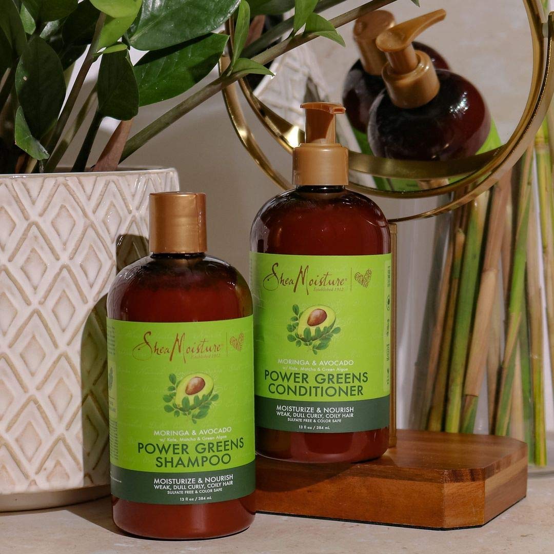 SheaMoisture Power Greens ingredients blend nourishes dull curls for vitality
