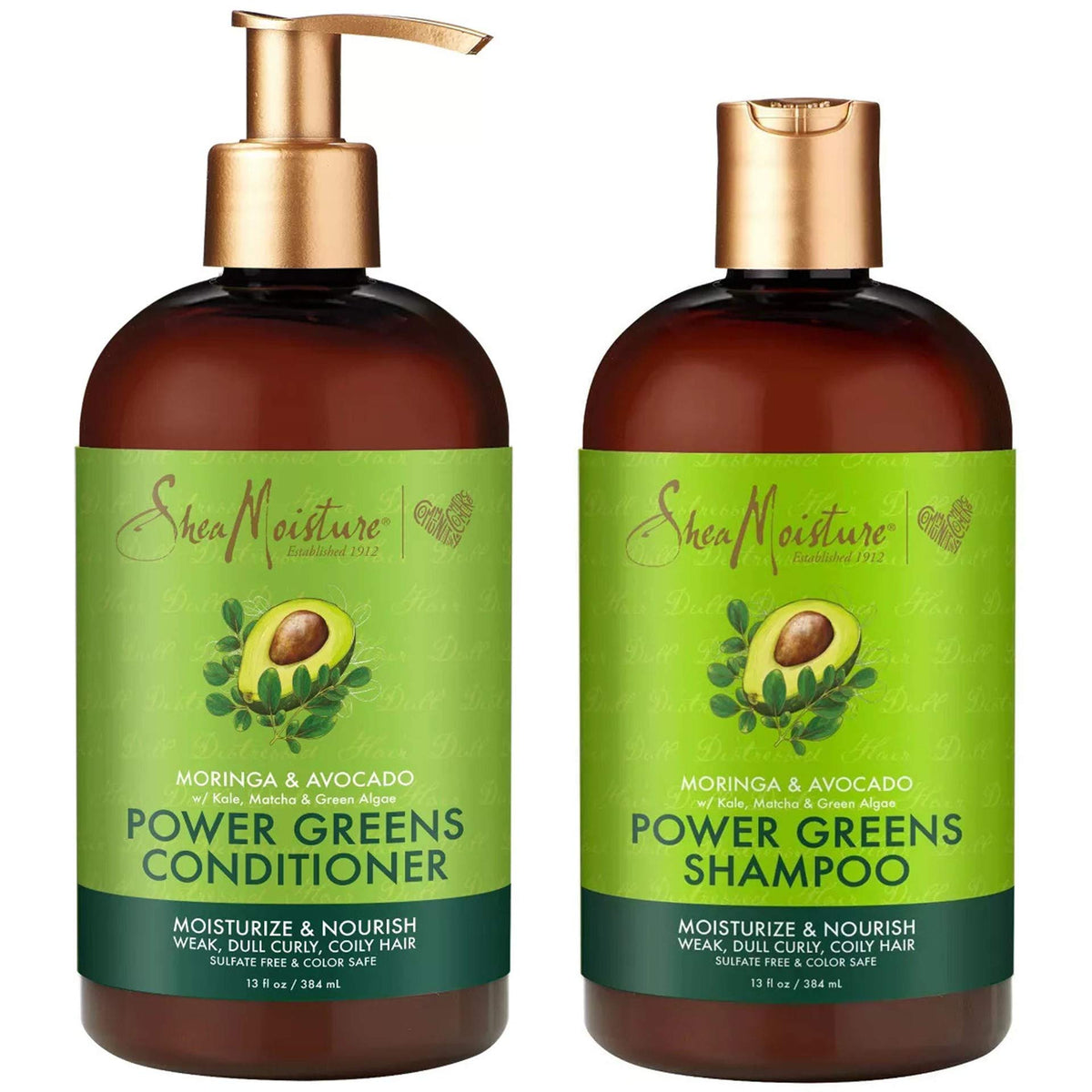 SheaMoisture Power Greens shampoo bottle for moisturized curls