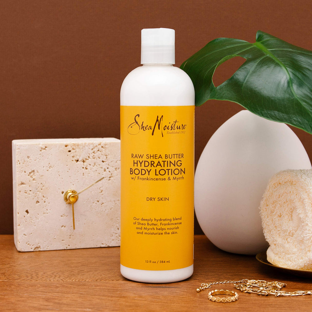 Cap close-up on SheaMoisture lotion bottle for easy use