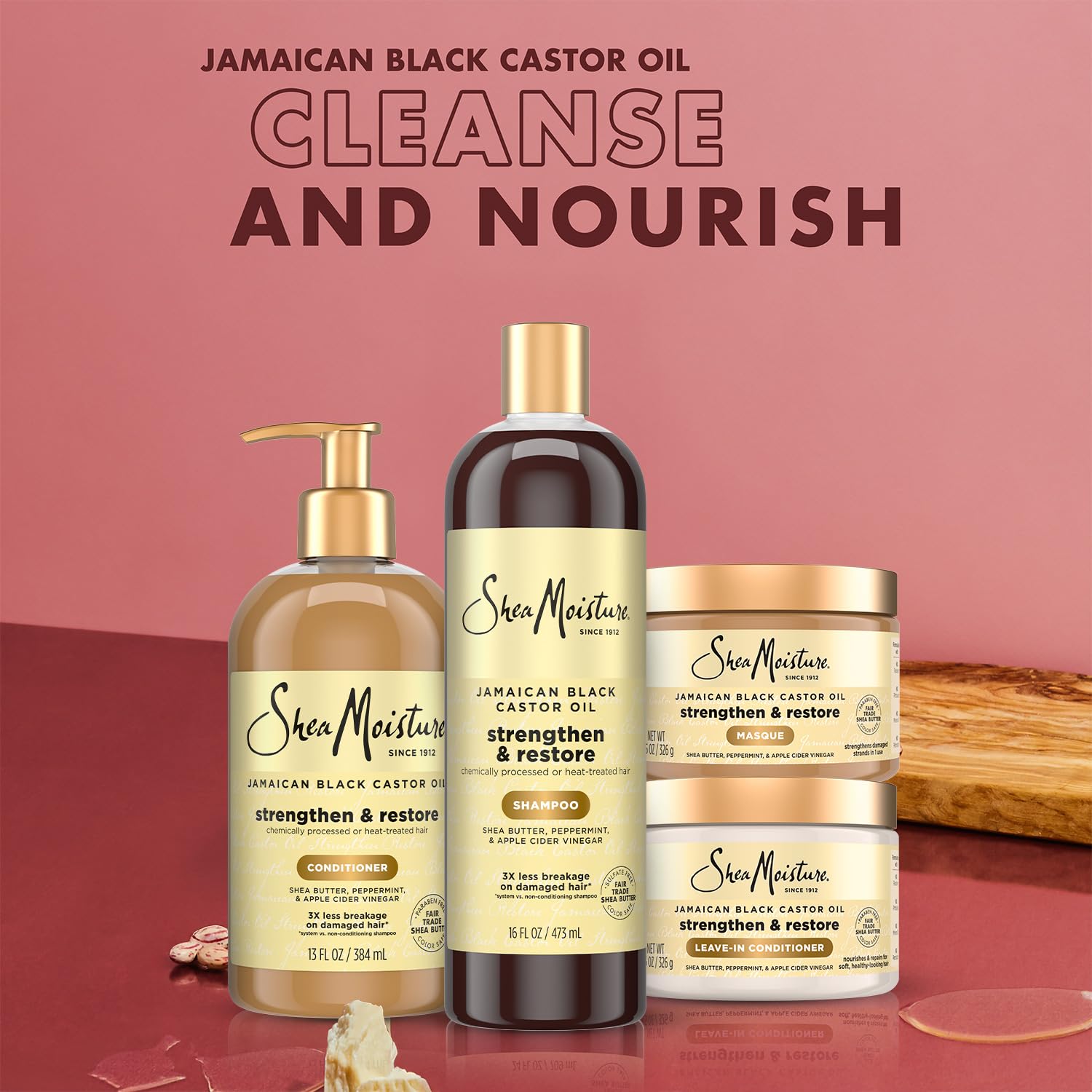 SheaMoisture Restorative Masque jar providing deep nourishment for damaged hair
