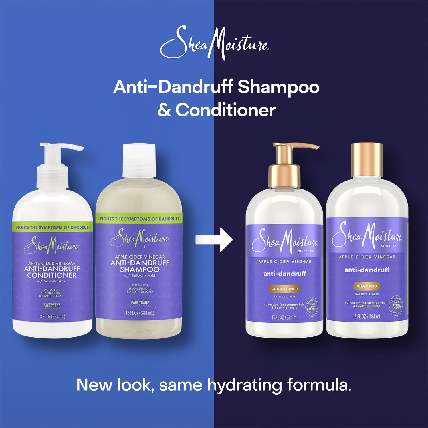 Sheamoisture shampoo and conditioner set packshot showcases complete hair care routine.