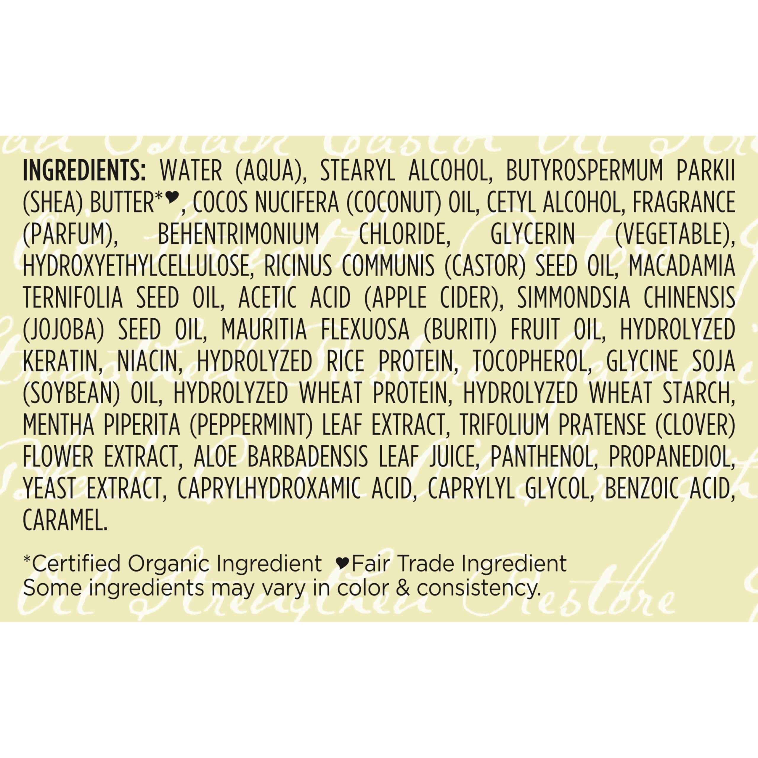 Packaging of 24 oz Sheamoisture Strengthen & Restore conditioner with paraben-free formula