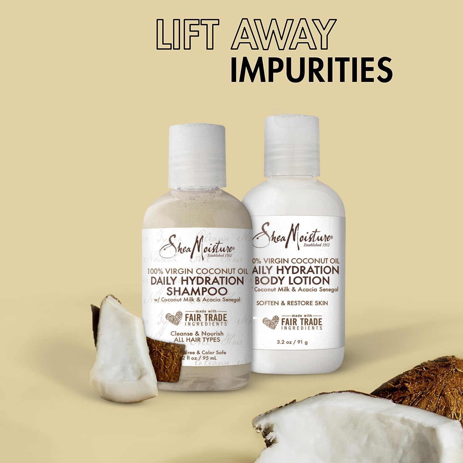 SheaMoisture travel essentials packaging showing compact, travel-friendly skin and hair care.