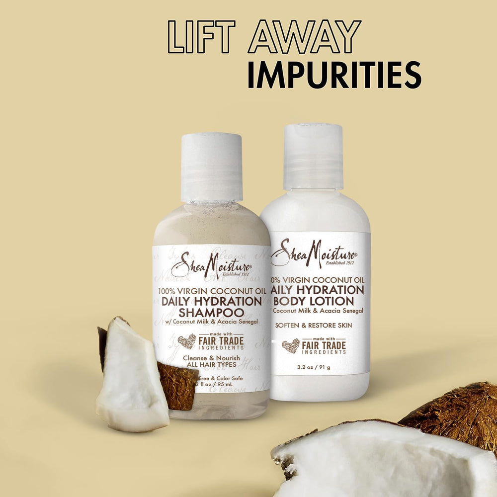 SheaMoisture travel essentials packaging showing compact, travel-friendly skin and hair care.