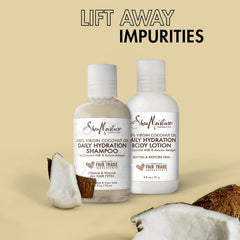 SheaMoisture travel essentials packaging showing compact, travel-friendly skin and hair care.