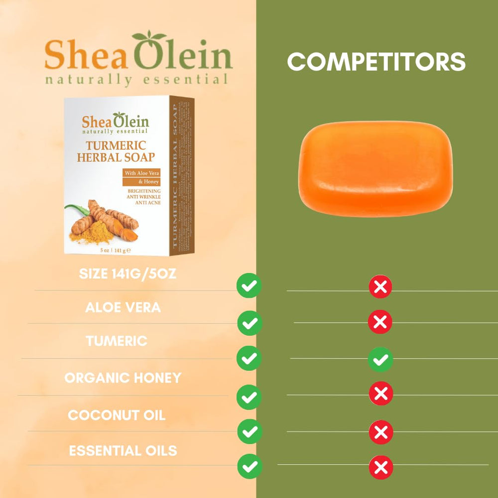 SheaOlein turmeric soap with aloe vera and honey cleanses gently