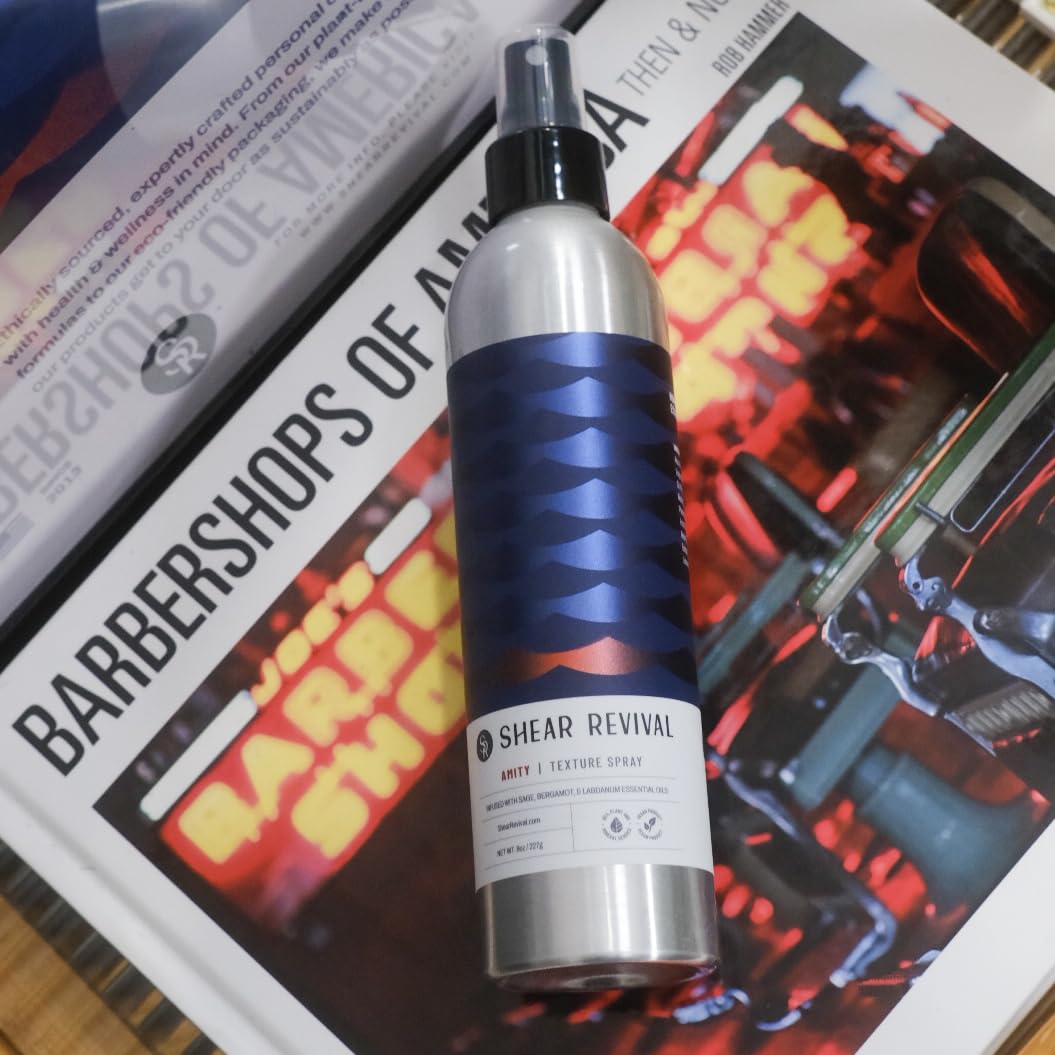 Shear Revival Amity Texture Spray textured hair with sea salt for natural hold.