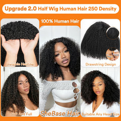 SheBase 3in1 wig demonstrates versatile styling with headband and drawstring ponytail.