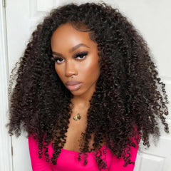 SheBase kinky curly half wig close-up shows full 250% density for natural fullness.